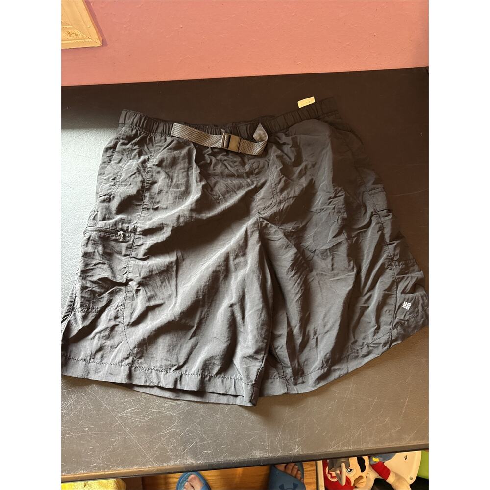 Columbia Men's Hiking Belted Cargo Nylon Lined Shorts Omni-Shade Black Size XL